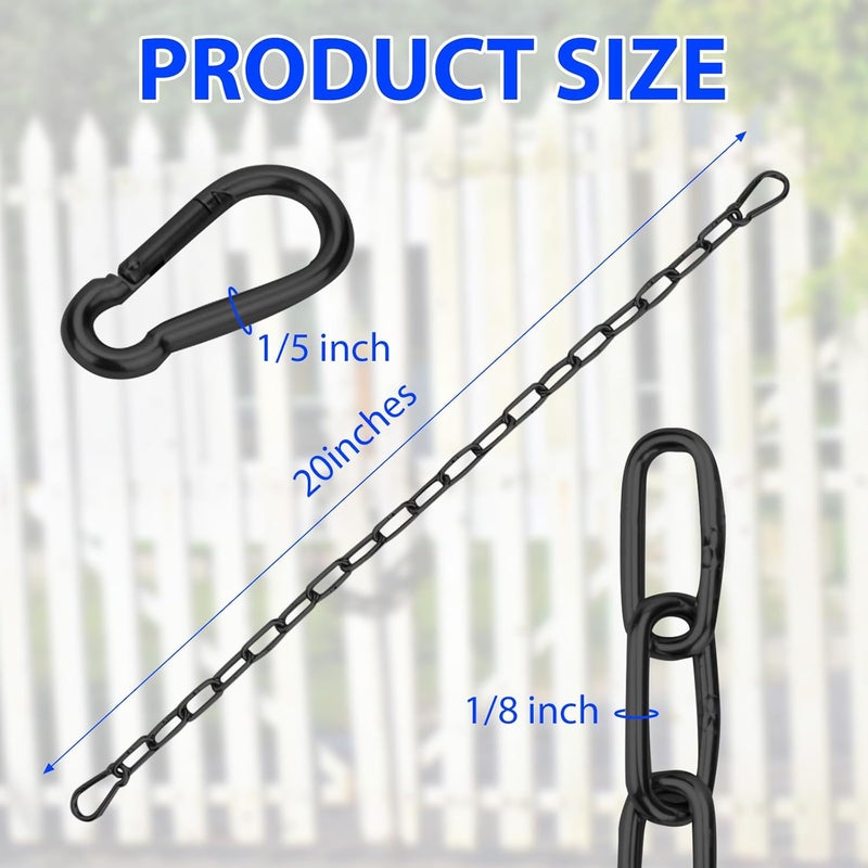 smrtcol Gate Chain Lock with Carabiners Barn Chain Link 20'' Black Gate Latches for Outdoor Fences Dog Cage Lock Backyard Chain Lock Stall Supplies 2 Pack - Image 2
